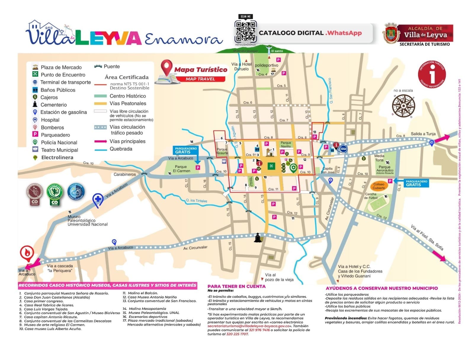 Mapa turístico del casco histórico de Villa de Leyva