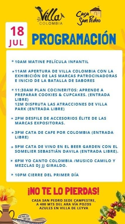 Villa Colombia llega a Casa San Pedro: sabor, artesanías y talento nacional — foto 1